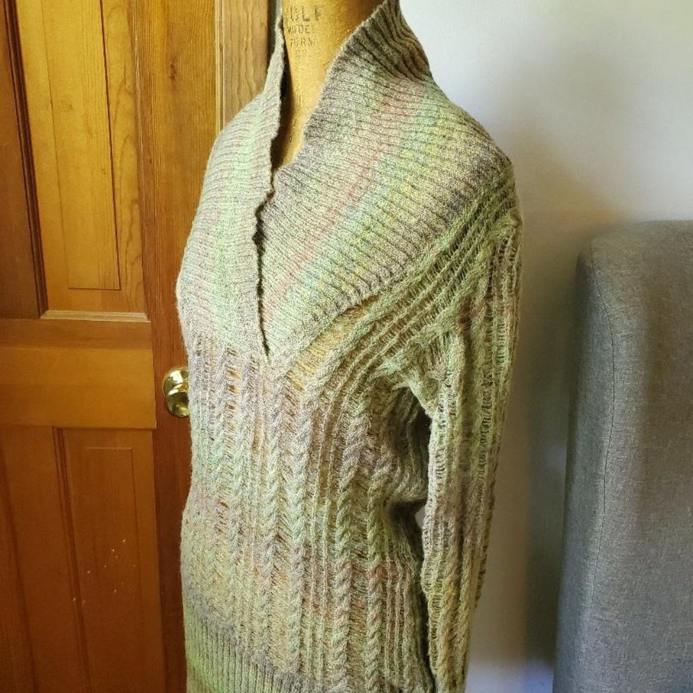 DKNY Open Weave Surplice Collar Sweater Sz Large